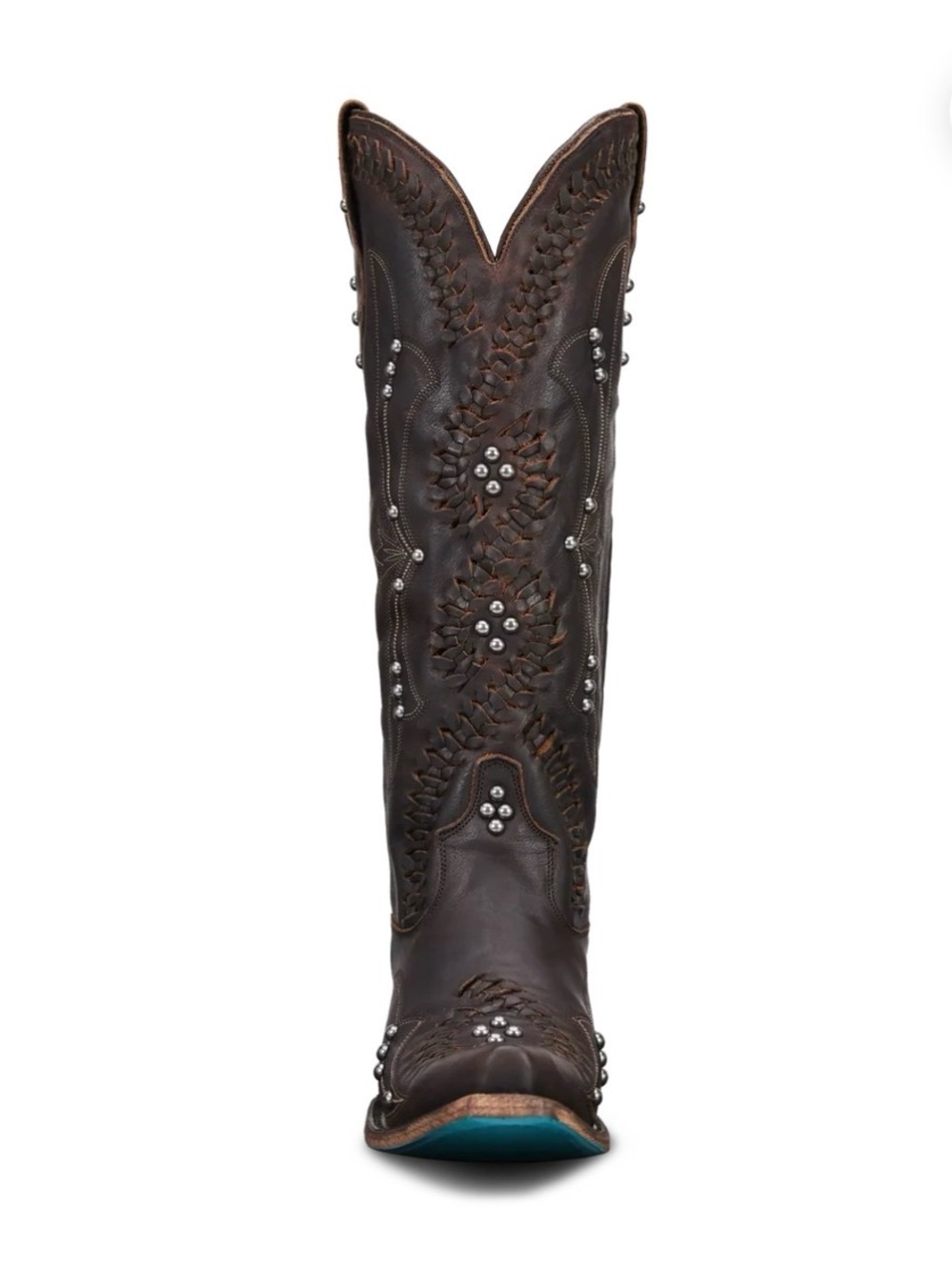LANE Cossette Cognac Western Boots Leather Studded BNWT Box Size 7 - Picture 3 of 16